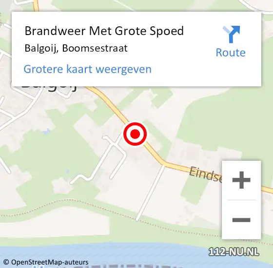 Locatie op kaart van de 112 melding: Brandweer Met Grote Spoed Naar Balgoij, Boomsestraat op 6 november 2014 15:28