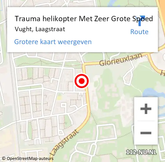 Locatie op kaart van de 112 melding: Trauma helikopter Met Zeer Grote Spoed Naar Vught, Laagstraat op 14 februari 2025 20:40