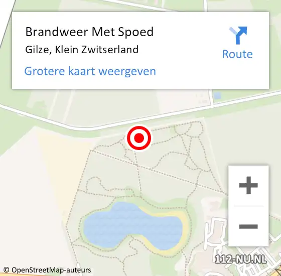 Locatie op kaart van de 112 melding: Brandweer Met Spoed Naar Gilze, Klein Zwitserland op 14 februari 2025 20:46