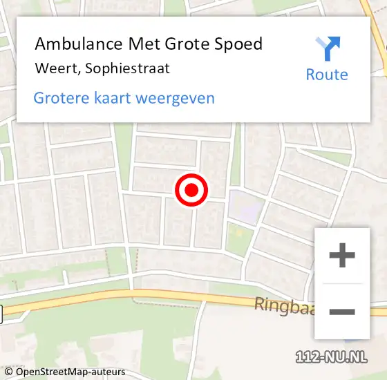 Locatie op kaart van de 112 melding: Ambulance Met Grote Spoed Naar Weert, Sophiestraat op 6 november 2014 15:38