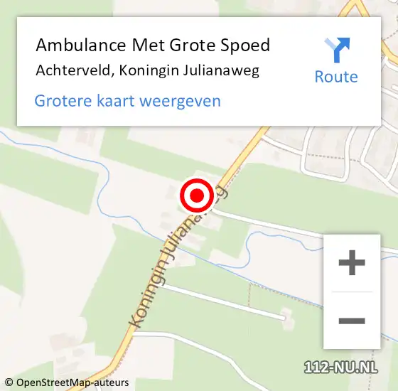 Locatie op kaart van de 112 melding: Ambulance Met Grote Spoed Naar Achterveld, Koningin Julianaweg op 6 november 2014 15:43