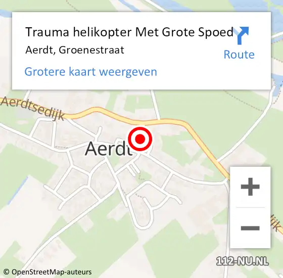 Locatie op kaart van de 112 melding: Trauma helikopter Met Grote Spoed Naar Aerdt, Groenestraat op 15 februari 2025 01:20