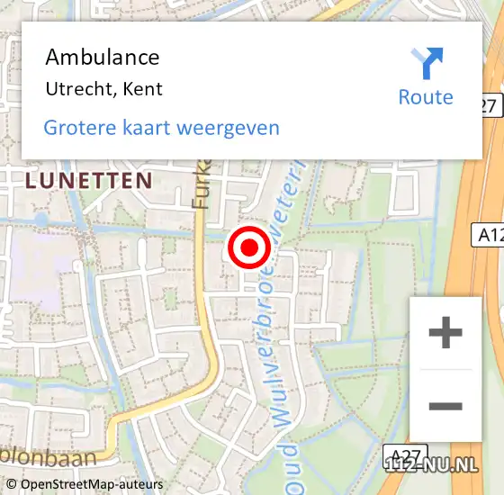 Locatie op kaart van de 112 melding: Ambulance Utrecht, Kent op 6 november 2014 16:04