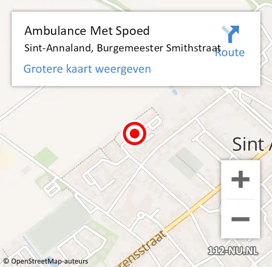 Locatie op kaart van de 112 melding: Ambulance Met Spoed Naar Sint-Annaland, Burgemeester Smithstraat op 6 november 2014 16:45