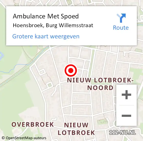 Locatie op kaart van de 112 melding: Ambulance Met Spoed Naar Hoensbroek, Burg Willemsstraat op 20 oktober 2013 05:07