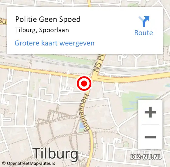 Locatie op kaart van de 112 melding: Politie Geen Spoed Naar Tilburg, Spoorlaan op 15 februari 2025 15:56