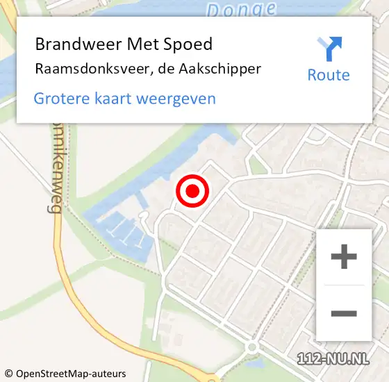 Locatie op kaart van de 112 melding: Brandweer Met Spoed Naar Raamsdonksveer, de Aakschipper op 15 februari 2025 16:49