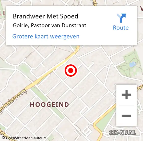 Locatie op kaart van de 112 melding: Brandweer Met Spoed Naar Goirle, Pastoor van Dunstraat op 15 februari 2025 17:21