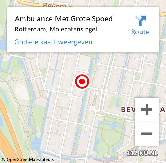 Locatie op kaart van de 112 melding: Ambulance Met Grote Spoed Naar Rotterdam, Molecatensingel op 15 februari 2025 21:58