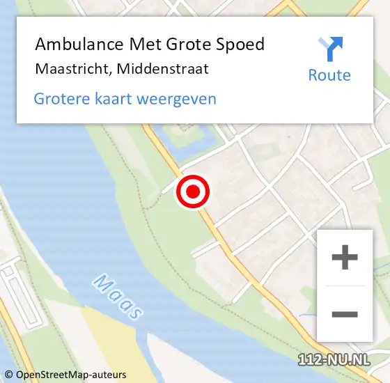 Locatie op kaart van de 112 melding: Ambulance Met Grote Spoed Naar Maastricht, Middenstraat op 6 november 2014 17:51