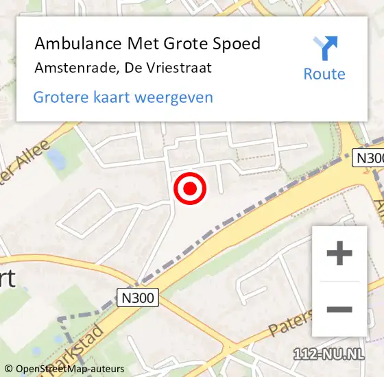 Locatie op kaart van de 112 melding: Ambulance Met Grote Spoed Naar Amstenrade, De Vriestraat op 6 november 2014 18:01