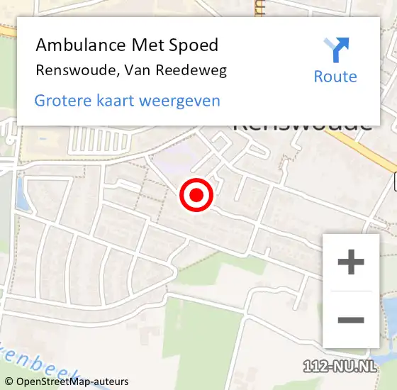 Locatie op kaart van de 112 melding: Ambulance Met Spoed Naar Renswoude, Van Reedeweg op 6 november 2014 18:07