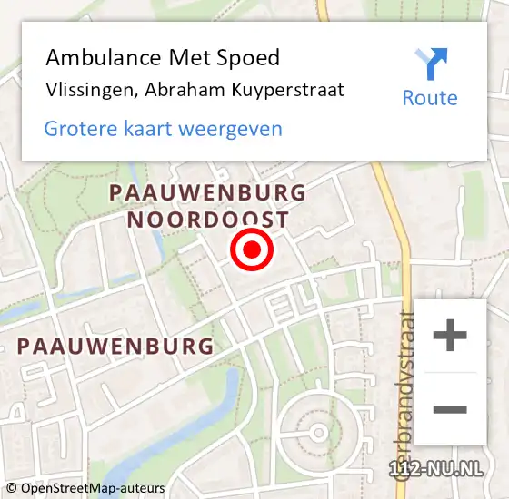 Locatie op kaart van de 112 melding: Ambulance Met Spoed Naar Vlissingen, Abraham Kuyperstraat op 6 november 2014 18:25