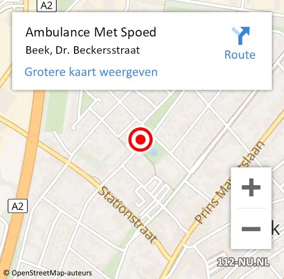 Locatie op kaart van de 112 melding: Ambulance Met Spoed Naar Beek, Dr. Beckersstraat op 6 november 2014 18:27