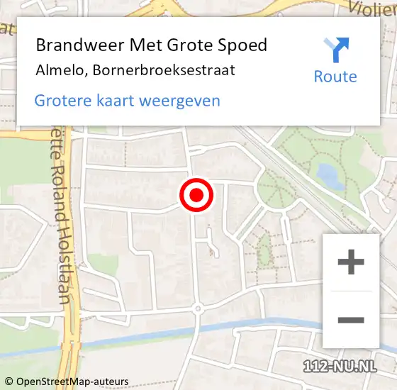 Locatie op kaart van de 112 melding: Brandweer Met Grote Spoed Naar Almelo, Bornerbroeksestraat op 16 februari 2025 13:00