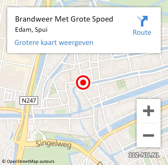 Locatie op kaart van de 112 melding: Brandweer Met Grote Spoed Naar Edam, Spui op 6 november 2014 19:07