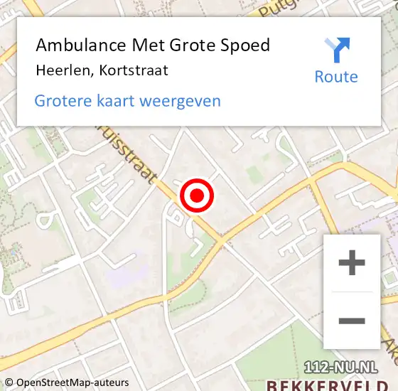 Locatie op kaart van de 112 melding: Ambulance Met Grote Spoed Naar Heerlen, Kortstraat op 6 november 2014 19:24