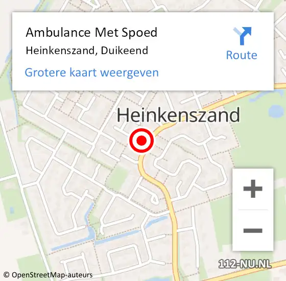 Locatie op kaart van de 112 melding: Ambulance Met Spoed Naar Heinkenszand, Duikeend op 6 november 2014 19:39