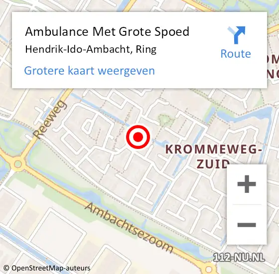 Locatie op kaart van de 112 melding: Ambulance Met Grote Spoed Naar Hendrik-Ido-Ambacht, Ring op 16 februari 2025 20:24