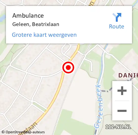 Locatie op kaart van de 112 melding: Ambulance Geleen, Beatrixlaan op 6 november 2014 19:53