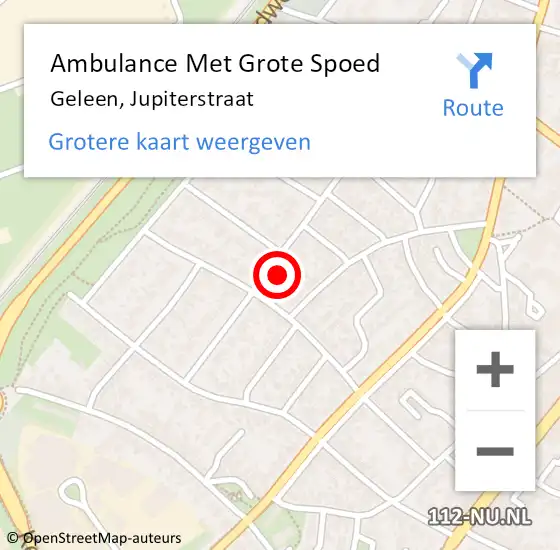 Locatie op kaart van de 112 melding: Ambulance Met Grote Spoed Naar Geleen, Jupiterstraat op 6 november 2014 19:56