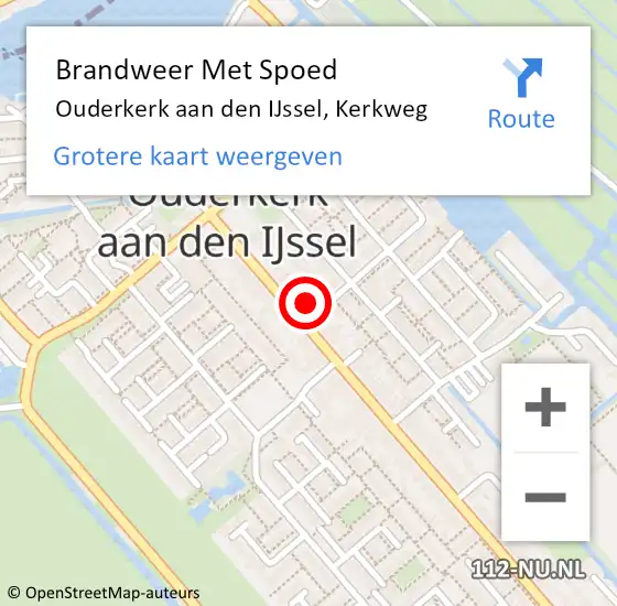 Locatie op kaart van de 112 melding: Brandweer Met Spoed Naar Ouderkerk aan den IJssel, Kerkweg op 6 november 2014 20:13