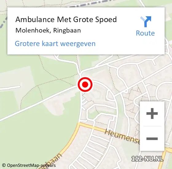 Locatie op kaart van de 112 melding: Ambulance Met Grote Spoed Naar Molenhoek, Ringbaan op 6 november 2014 20:16