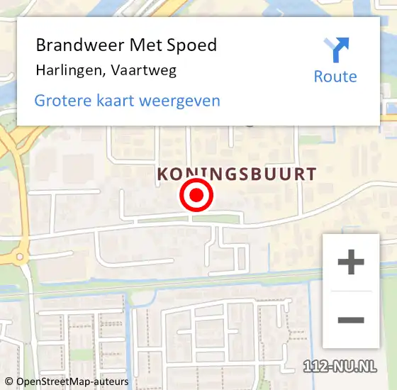 Locatie op kaart van de 112 melding: Brandweer Met Spoed Naar Harlingen, Vaartweg op 6 november 2014 20:16