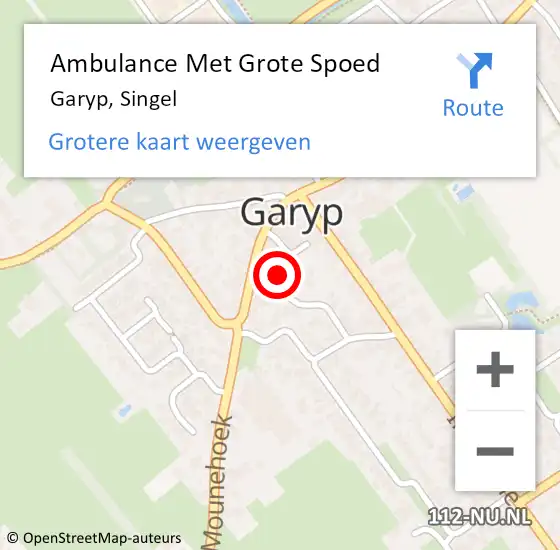 Locatie op kaart van de 112 melding: Ambulance Met Grote Spoed Naar Garyp, Singel op 6 november 2014 20:32