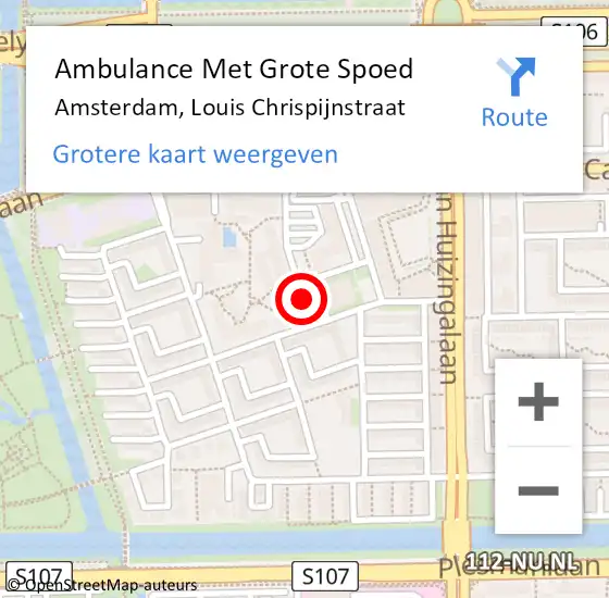Locatie op kaart van de 112 melding: Ambulance Met Grote Spoed Naar Amsterdam, Louis Chrispijnstraat op 17 februari 2025 07:08