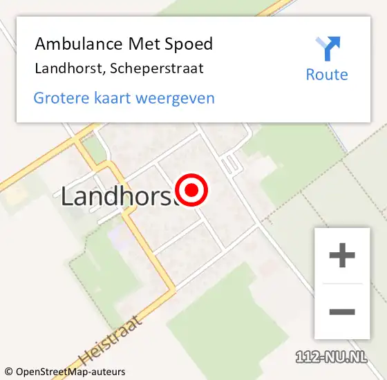 Locatie op kaart van de 112 melding: Ambulance Met Spoed Naar Landhorst, Scheperstraat op 6 november 2014 20:39