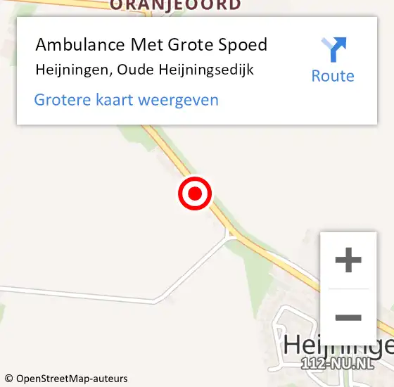 Locatie op kaart van de 112 melding: Ambulance Met Grote Spoed Naar Heijningen, Oude Heijningsedijk op 6 november 2014 20:51