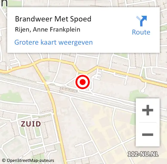 Locatie op kaart van de 112 melding: Brandweer Met Spoed Naar Rijen, Anne Frankplein op 17 februari 2025 10:34