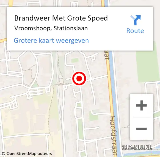 Locatie op kaart van de 112 melding: Brandweer Met Grote Spoed Naar Vroomshoop, Stationslaan op 6 november 2014 21:22