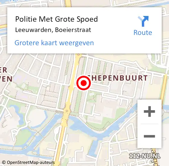 Locatie op kaart van de 112 melding: Politie Met Grote Spoed Naar Leeuwarden, Boeierstraat op 17 februari 2025 15:20