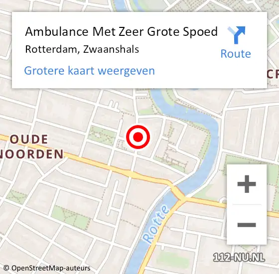 Locatie op kaart van de 112 melding: Ambulance Met Zeer Grote Spoed Naar Rotterdam, Zwaanshals op 17 februari 2025 15:24