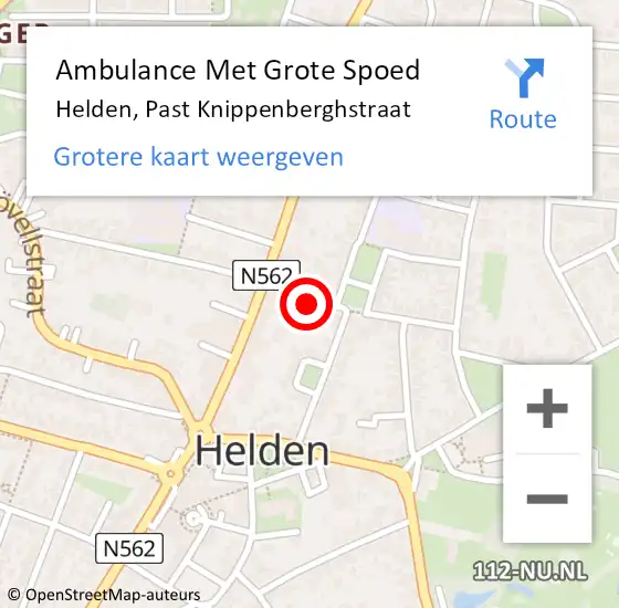 Locatie op kaart van de 112 melding: Ambulance Met Grote Spoed Naar Helden, Past Knippenberghstraat op 6 november 2014 22:22