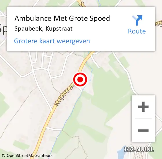 Locatie op kaart van de 112 melding: Ambulance Met Grote Spoed Naar Spaubeek, Kupstraat op 6 november 2014 22:24