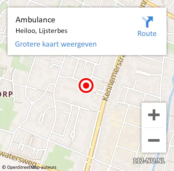 Locatie op kaart van de 112 melding: Ambulance Heiloo, Lijsterbes op 17 februari 2025 19:38