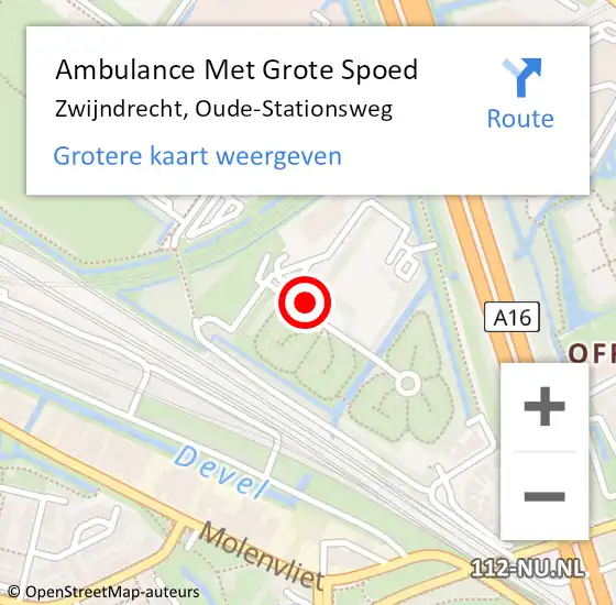 Locatie op kaart van de 112 melding: Ambulance Met Grote Spoed Naar Zwijndrecht, Oude-Stationsweg op 17 februari 2025 21:30