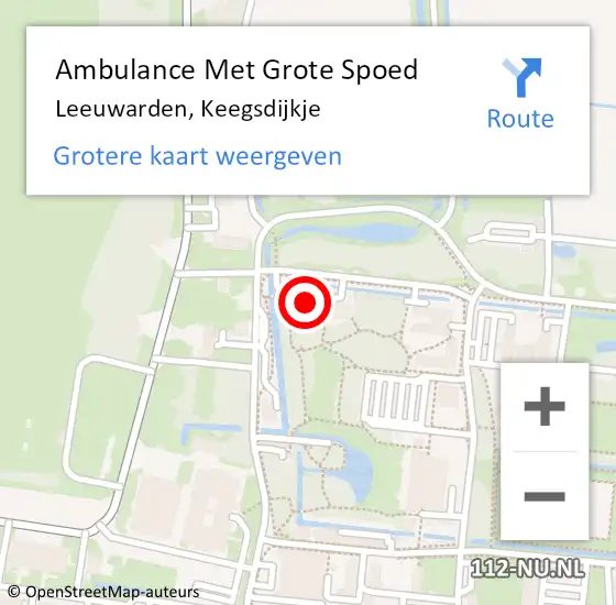 Locatie op kaart van de 112 melding: Ambulance Met Grote Spoed Naar Leeuwarden, Keegsdijkje op 18 februari 2025 07:23