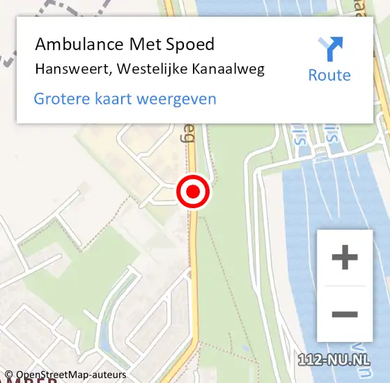 Locatie op kaart van de 112 melding: Ambulance Met Spoed Naar Hansweert, Westelijke Kanaalweg op 7 november 2014 00:51