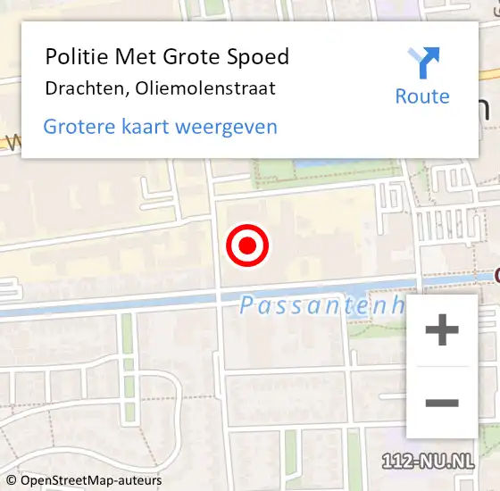 Locatie op kaart van de 112 melding: Politie Met Grote Spoed Naar Drachten, Oliemolenstraat op 18 februari 2025 08:57
