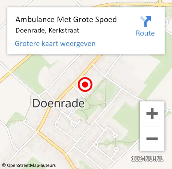 Locatie op kaart van de 112 melding: Ambulance Met Grote Spoed Naar Doenrade, Kerkstraat op 7 november 2014 01:33