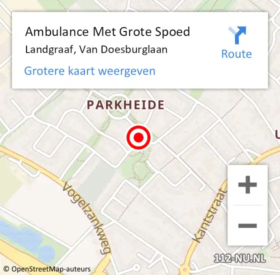 Locatie op kaart van de 112 melding: Ambulance Met Grote Spoed Naar Landgraaf, Van Doesburglaan op 7 november 2014 01:45