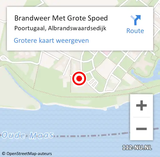 Locatie op kaart van de 112 melding: Brandweer Met Grote Spoed Naar Poortugaal, Albrandswaardsedijk op 18 februari 2025 11:57