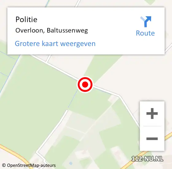 Locatie op kaart van de 112 melding: Politie Overloon, Baltussenweg op 7 november 2014 02:16