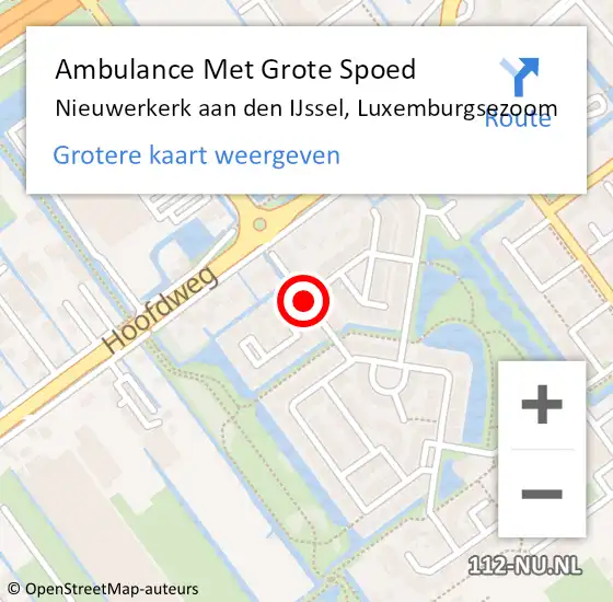 Locatie op kaart van de 112 melding: Ambulance Met Grote Spoed Naar Nieuwerkerk aan den IJssel, Luxemburgsezoom op 7 november 2014 03:19