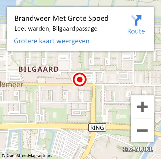 Locatie op kaart van de 112 melding: Brandweer Met Grote Spoed Naar Leeuwarden, Bilgaardpassage op 18 februari 2025 13:58