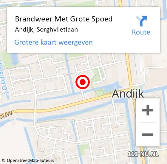 Locatie op kaart van de 112 melding: Brandweer Met Grote Spoed Naar Andijk, Sorghvlietlaan op 7 november 2014 04:03